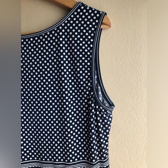 Maison Jules Mid Poko Dots Women Sleeveless Blue White Dress Size Large - Picture 6 of 9